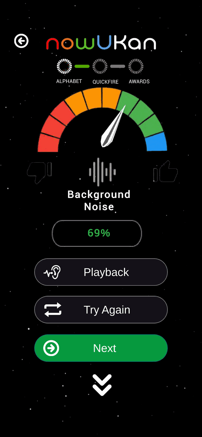 nowUKan swing-o-meter pronunciation score screen